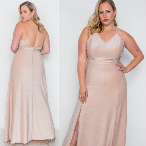 Party! Nude Shimmer Maxi Dress -Last one! - Picture 4 of 7